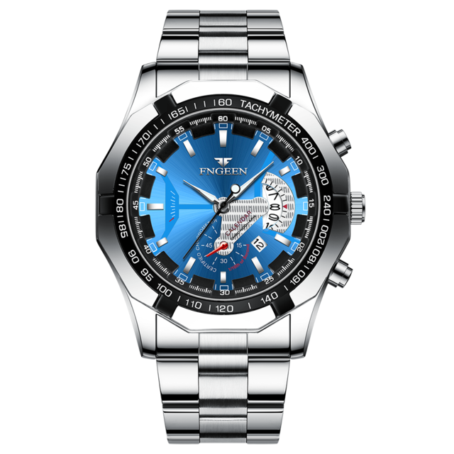2025 Top Brand Relógio de Luxo FNGEEN Esportivo Quartzo Militar Aço Completo // Moda Casual Relógio de Pulso Masculino À Prova D' Água 50M de Profundidade