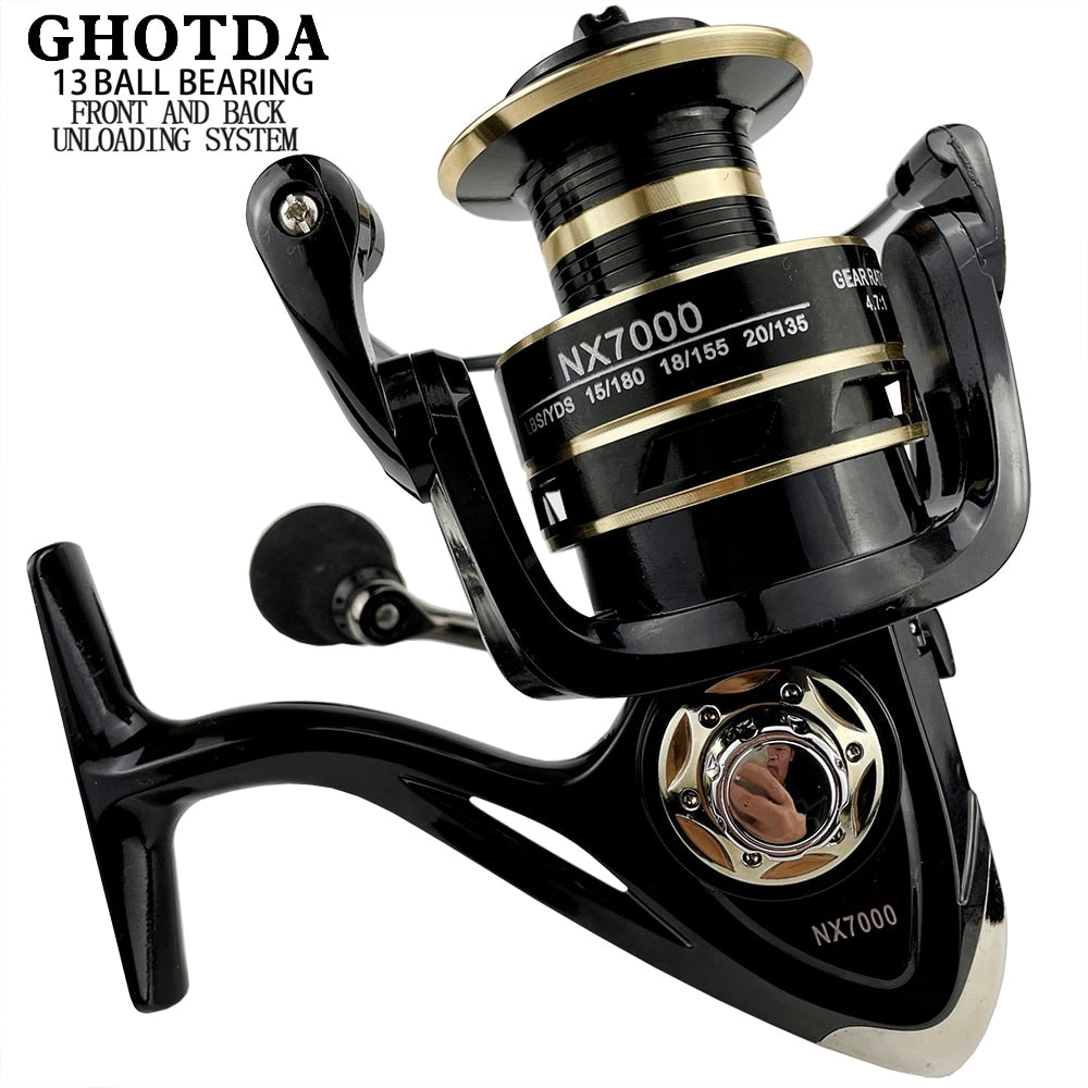 Carretel de Pesca GHOTDA // Carretel de Metal - Aço Inoxidável // Rolamento de Esferas // Cabo de Metal // Carretel Para Pesca em Água Salgada ou ÁGUA Doce // Agora o Peixe não Escapa!!!