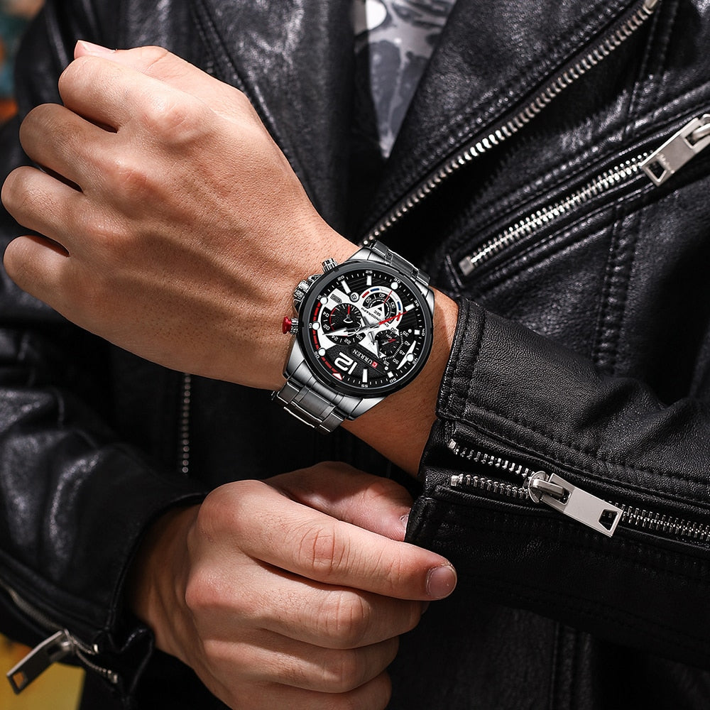 Novo CURREN Relógio Luxo de Aço Inoxidável Masculino Casual Business // Cronógrafo À Prova D'Água // Moda Quartzo // Relógio De Pulso Masculino // Super Lindo e Funcional!!!