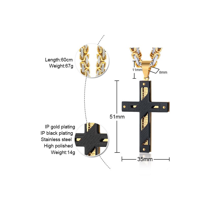 Colar Bizantino Cruz Meaeguet // Crucifixo Masculino Aço Inoxidável 24" // Colares Masculinos com Corrente Bizantina // Lindos Pingentes c/ Correntes Bizantinas!!!