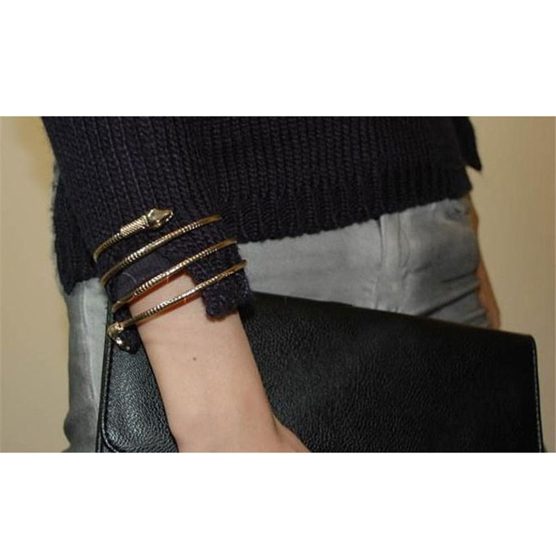 Pulseiras MSCHENGDORIS de Pulso Góticas Punk para Mulheres // Punho de Cobra // Abertas Ajustáveis // Pulseiras, Simples // Linda Joia para Presente!!!