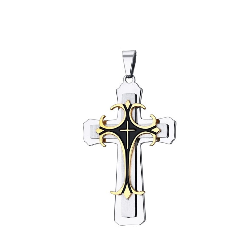 Colar Bizantino Cruz Meaeguet // Crucifixo Masculino Aço Inoxidável 24" // Colares Masculinos com Corrente Bizantina // Lindos Pingentes c/ Correntes Bizantinas!!!