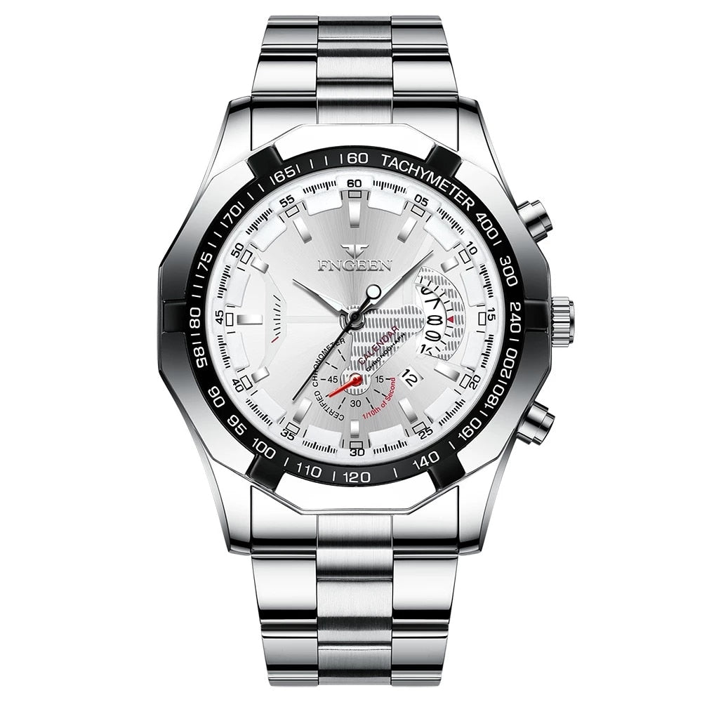 2025 Top Brand Relógio de Luxo FNGEEN Esportivo Quartzo Militar Aço Completo // Moda Casual Relógio de Pulso Masculino À Prova D' Água 50M de Profundidade