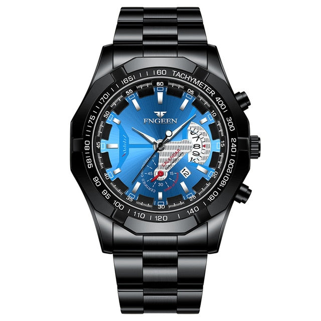2025 Top Brand Relógio de Luxo FNGEEN Esportivo Quartzo Militar Aço Completo // Moda Casual Relógio de Pulso Masculino À Prova D' Água 50M de Profundidade