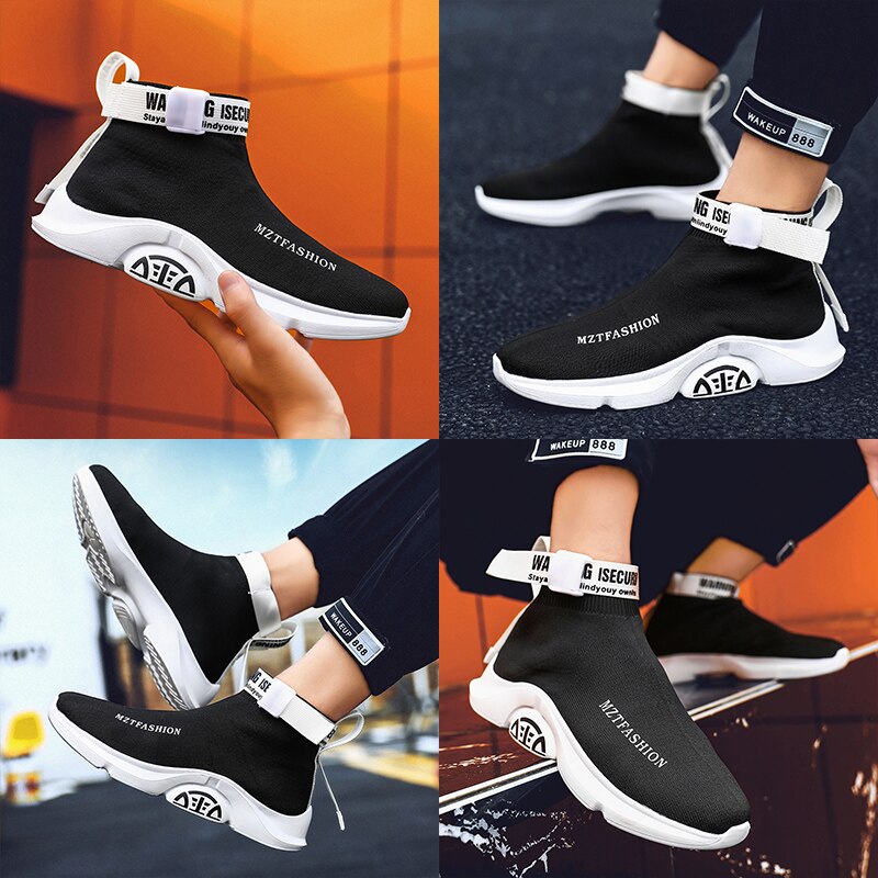 Tênis Masculinos FICHAMES Cano Alto Hip Hop // Sapatos Respiráveis Leves // Calçado de Caminhada Masculino Super Lindos e Confortáveis!!!