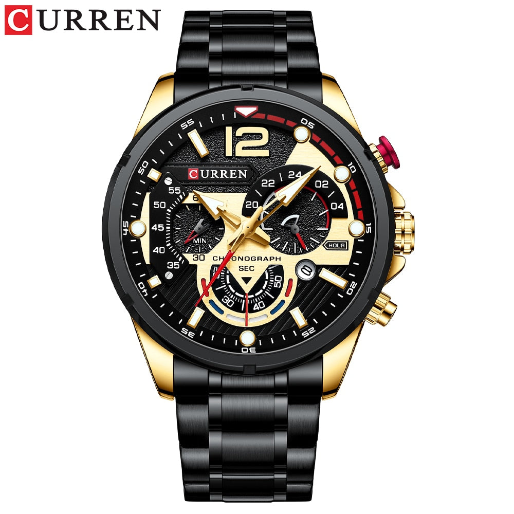 Novo CURREN Relógio Luxo de Aço Inoxidável Masculino Casual Business // Cronógrafo À Prova D'Água // Moda Quartzo // Relógio De Pulso Masculino // Super Lindo e Funcional!!!