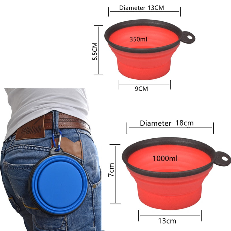 Comedouro De Silicone Portátil 350/1000 ML // Dobrável // Cão Gato // Recipiente Alimentador Para Passeio // A Brincadeira tá só começando...