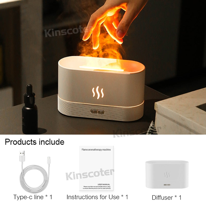 Umidificador de Ar Ultrassônico Kinscoter // Difusor de Aroma Nebulizador Cool Mist Maker Led // Difusor p/ Óleo Essencial // Lâmpada de Chama