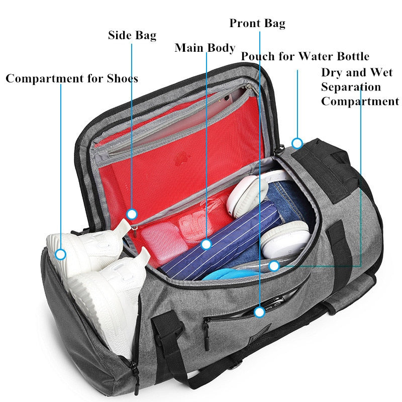 Mochilão de Viagem FLYTOP / Treinamento Esportivo // Unissex de Grande Capacidade 56 x 28 x 28 cm // Sacos de Ioga para Mulheres Fitness, etc... // Cabe Tudo e Mais um Pouco!!!