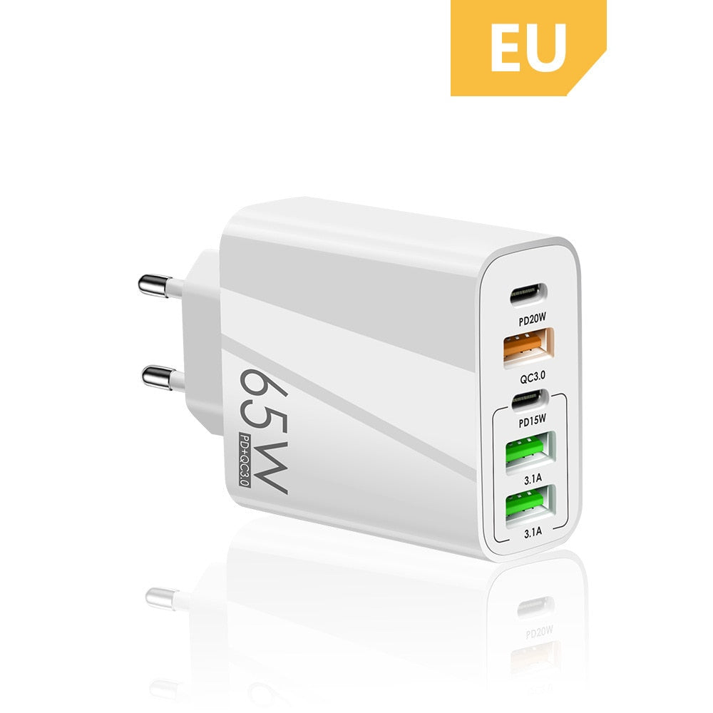 Carregador USB C de Alta Performance 65W // Carregamento rápido // Tipo C PD QC3.0 // Adaptador de Celular para iPhone Xiaomi Huawei Samsung ipad Realme oneplus Tablet