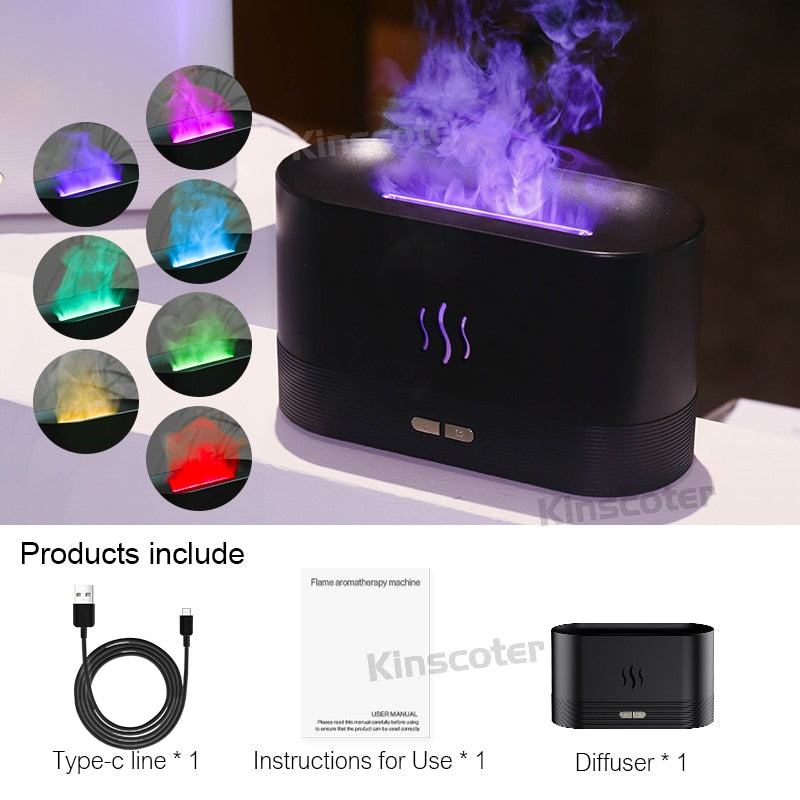 Umidificador de Ar Ultrassônico Kinscoter // Difusor de Aroma Nebulizador Cool Mist Maker Led // Difusor p/ Óleo Essencial // Lâmpada de Chama