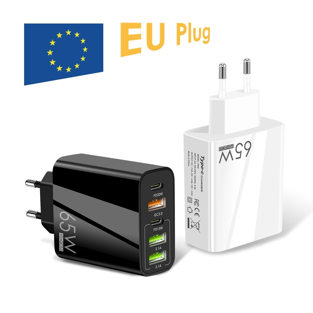 Carregador USB C de Alta Performance 65W // Carregamento rápido // Tipo C PD QC3.0 // Adaptador de Celular para iPhone Xiaomi Huawei Samsung ipad Realme oneplus Tablet