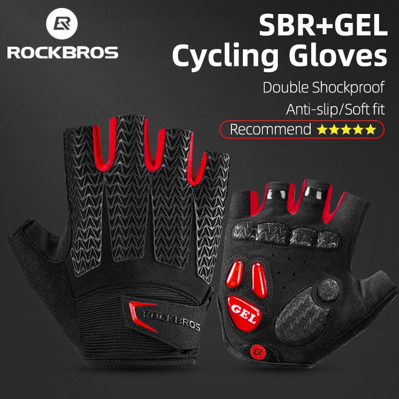 Luvas de Ciclismo ROCKBROS // Meia-curta à Prova de Choque Respirável MTB // Luvas de Bicicleta de Estrada Unissex // Equipamentos de Ciclismo Esportivo // Perfeita!!!