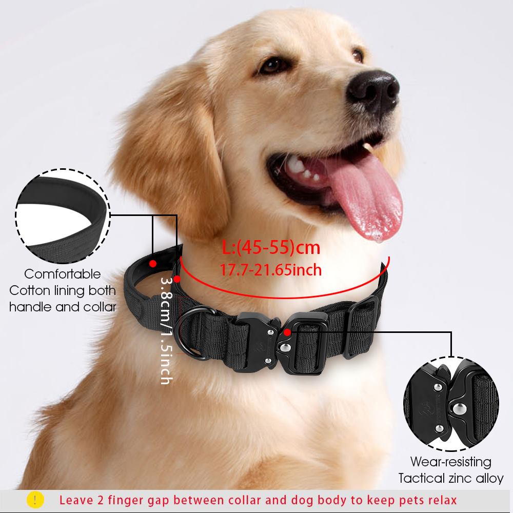 Coleira Tático-Militar para cães // Ajustável/Durável // Para treinamento // De Nylon Shepard // Fivela de metal // Para animais de estimação de Grande Porte
