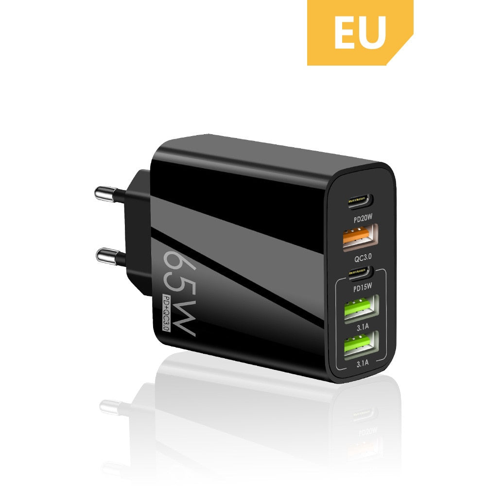 Carregador USB C de Alta Performance 65W // Carregamento rápido // Tipo C PD QC3.0 // Adaptador de Celular para iPhone Xiaomi Huawei Samsung ipad Realme oneplus Tablet