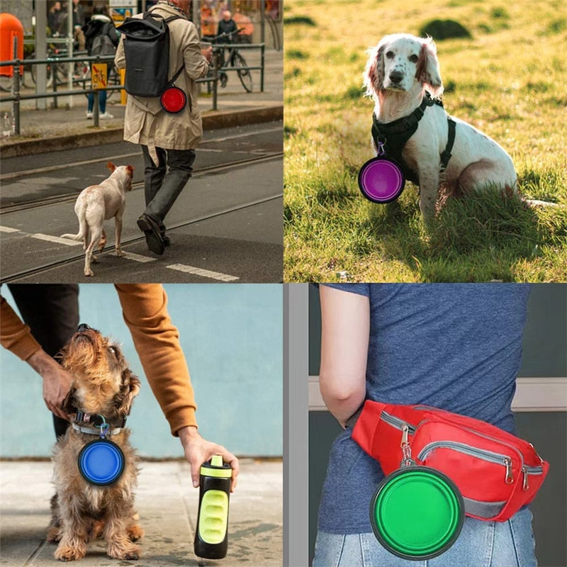 Comedouro De Silicone Portátil 350/1000 ML // Dobrável // Cão Gato // Recipiente Alimentador Para Passeio // A Brincadeira tá só começando...