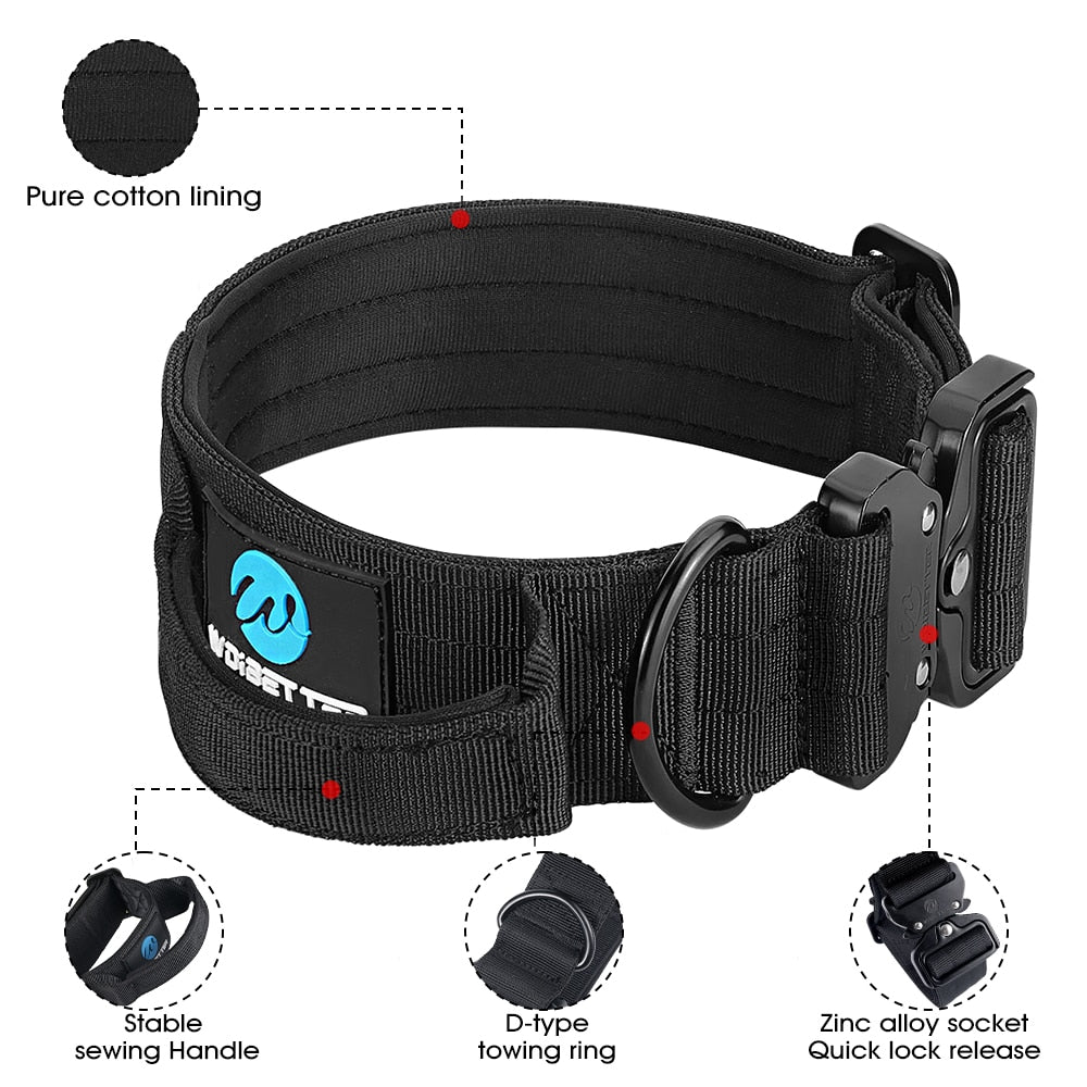 Coleira Tático-Militar para cães // Ajustável/Durável // Para treinamento // De Nylon Shepard // Fivela de metal // Para animais de estimação de Grande Porte