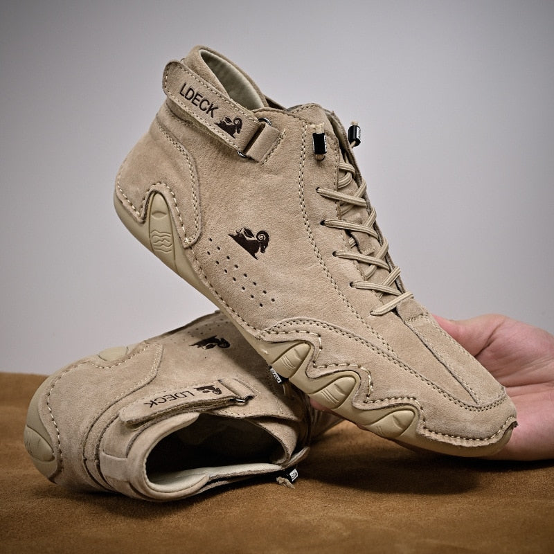 2025 Novo Tênis Mocassim Materswe Designer da Moda // Sapato Masculino Casual // Tênis de Cano Alto com Cadarço // Botas de Tornozelo // Muito Confortável!!!
