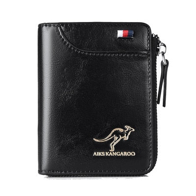 Carteira Masculina Antirroubo de Couro Canguru Vintage com Bloqueio de RFID (Sinal de Cartões por Aproximação) // Porque Segurança é Fundamental!!!