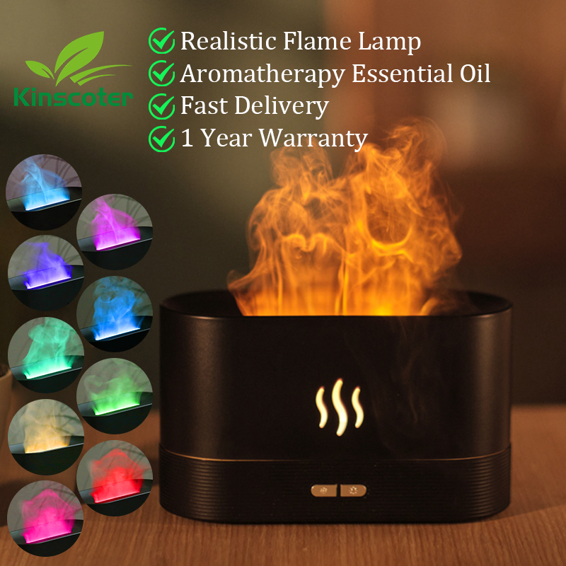 Umidificador de Ar Ultrassônico Kinscoter // Difusor de Aroma Nebulizador Cool Mist Maker Led // Difusor p/ Óleo Essencial // Lâmpada de Chama