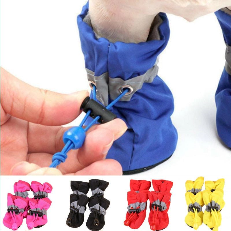 Conjunto Sapatos Impermeáveis para Cães de Estimação 4 pçs/ Antiderrapantes // Botas de Chuva Calçados para Gatos, Cães de Pequeno Porte, Filhotes