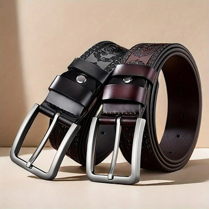 Novo Cinto Masculino de Couro Legítimo // Estilo Retrô Ocidental // Elegante, c/ Fivela de Liga