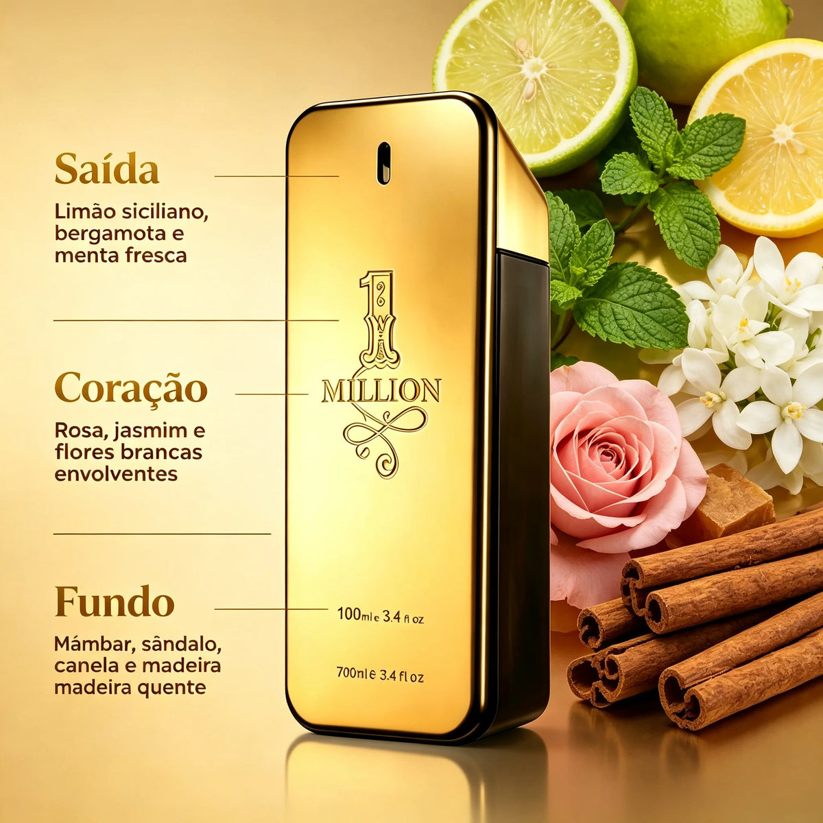 Million Eau de Toilette Masculino, 100 ml // Fragrância de Longa Duração // Um Excelente Presente p/ Homens.