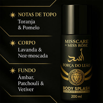 🦁BODY SPLASH FORÇA DO LEÃO - 200ML // Fragrância Masculina Intensa c/ Inspiração Árabe // Ideal p/ Homens que Desejam se Destacar com Estilo e Sofisticação.