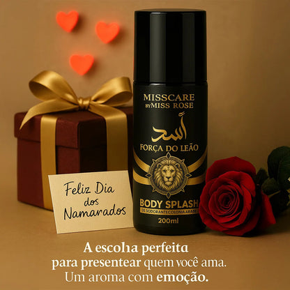 🦁BODY SPLASH FORÇA DO LEÃO - 200ML // Fragrância Masculina Intensa c/ Inspiração Árabe // Ideal p/ Homens que Desejam se Destacar com Estilo e Sofisticação.