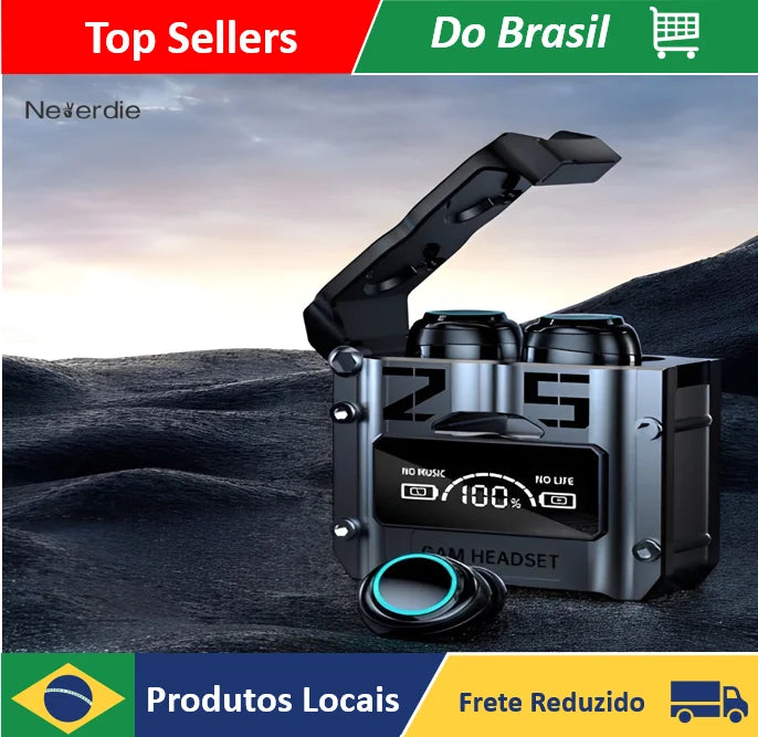 Fone de Ouvido Bluetooth sem fio M25 TWS // Com Redução de Ruído Estéreo // Controle de Toque e Microfone p/ Jogos