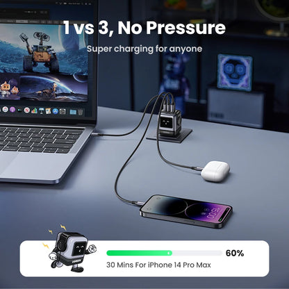 New! Carregador Robô Design PD UGREEN 65W // Gan Carregador Rápido PPS PD3.0 para iPhone 15 14 13 Carga Rápida para Xiaomi Laptop Macbook