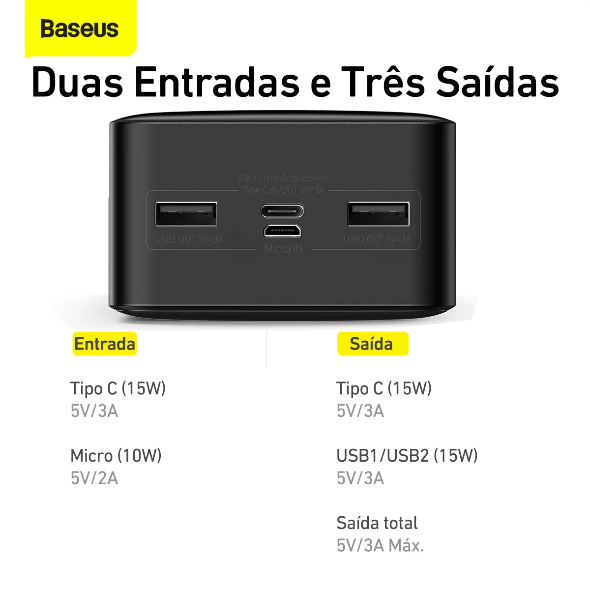 Powerbank Baseus 30.000mah 15w // Carregador Portátil Recarregável USB Alta Resistência // Display Digital // Carga Rápida // ENVIO IMEDIATO