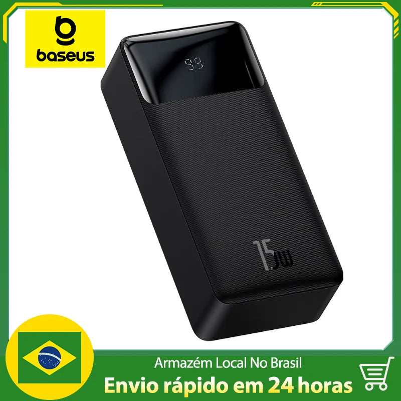 Powerbank Baseus 30.000mah 15w // Carregador Portátil Recarregável USB Alta Resistência // Display Digital // Carga Rápida // ENVIO IMEDIATO