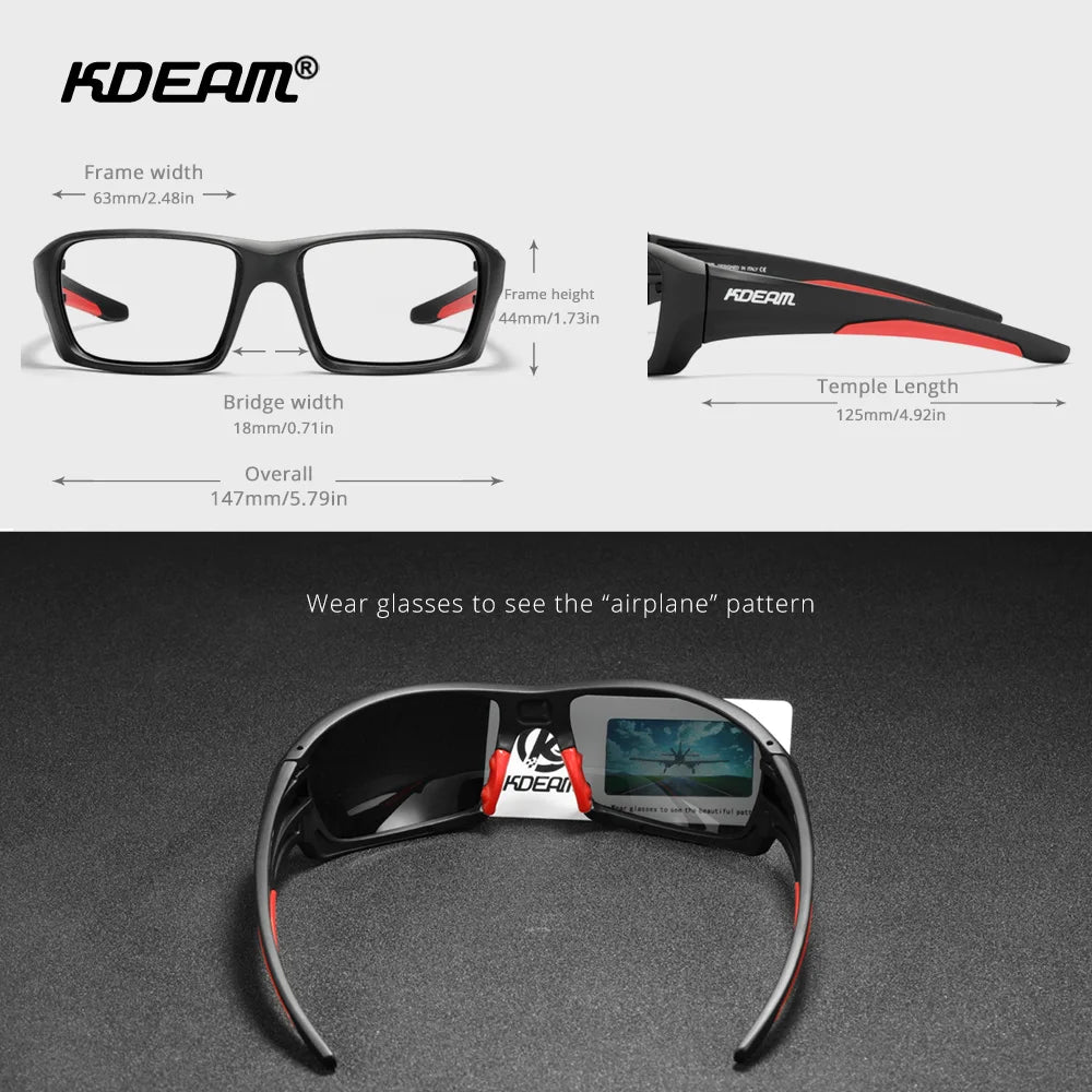 Óculos de Proteção Esportivos de Alta Qualidade KDEAM TR90 // Com Lentes Polarizadas // Ideais p/ Caminhadas e Pesca // Com Estojo c/ Zíper.