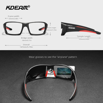 Óculos de Proteção Esportivos de Alta Qualidade KDEAM TR90 // Com Lentes Polarizadas // Ideais p/ Caminhadas e Pesca // Com Estojo c/ Zíper.