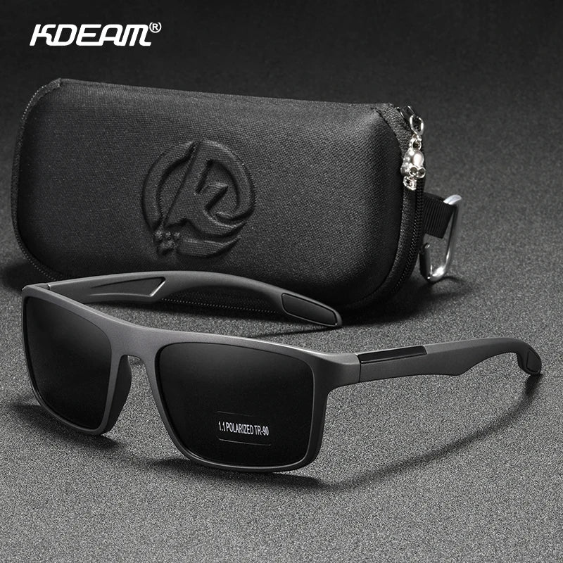 Óculos de Sol Retangulares Ultraleves KDEAM TR90 // Masculinos c/ Lentes Polarizadas TAC de 1,1 mm de Espessura // Ideais para Dirigir e Esportes Femininos // Categoria 3
