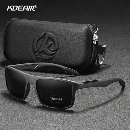 Óculos de Sol Retangulares Ultraleves KDEAM TR90 // Masculinos c/ Lentes Polarizadas TAC de 1,1 mm de Espessura // Ideais para Dirigir e Esportes Femininos // Categoria 3