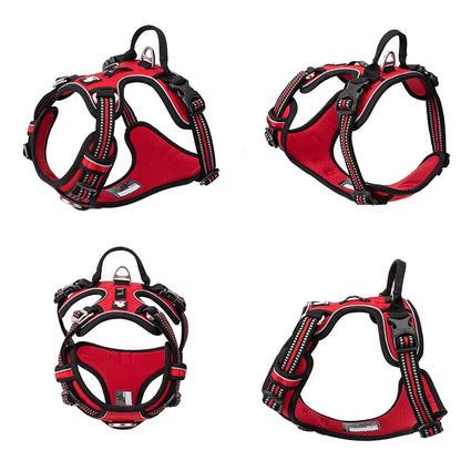 Truelove Pet Nylon Refletivo para Cães // Sem Puxão // Ajustável Médio/Grande // Colete de Segurança p/ Cães Travessos com Guia p/ Caminhada e Corrida