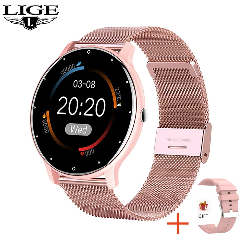 Smartwatch Feminino LIGE 2026 // Tela Touch Completa // Esportivo/Fitness // À Prova d'Água (IP67) // Bluetooth // Compatível com Android e iOS