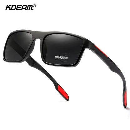 Óculos de Sol Retangulares Ultraleves KDEAM TR90 // Masculinos c/ Lentes Polarizadas TAC de 1,1 mm de Espessura // Ideais para Dirigir e Esportes Femininos // Categoria 3