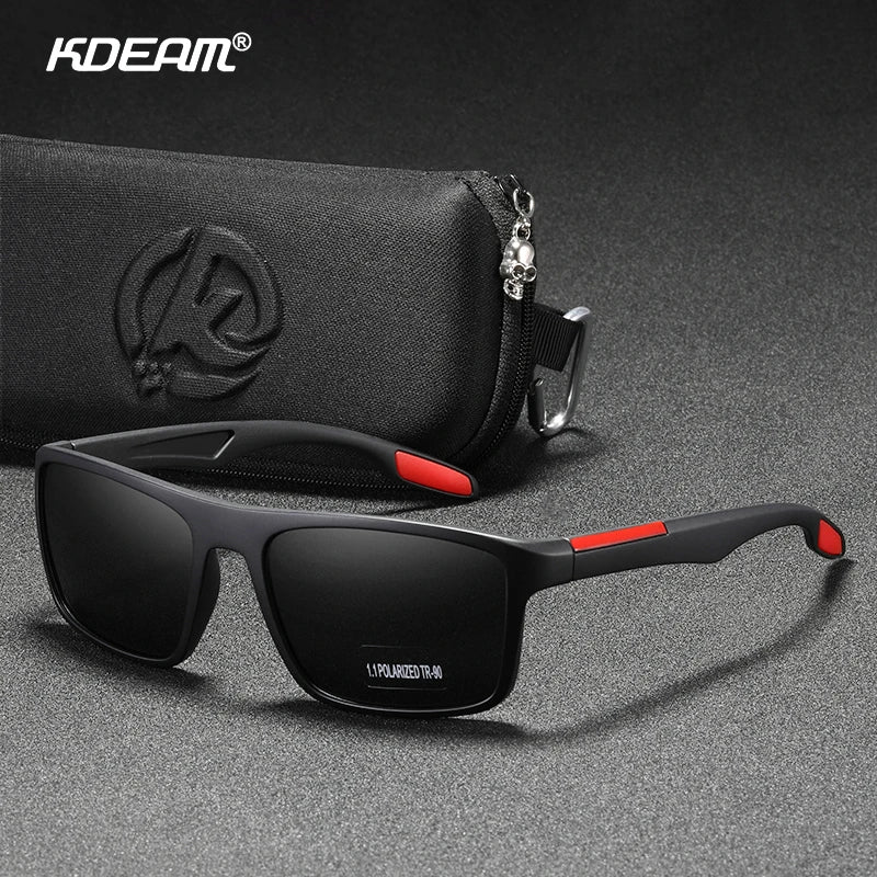 Óculos de Sol Retangulares Ultraleves KDEAM TR90 // Masculinos c/ Lentes Polarizadas TAC de 1,1 mm de Espessura // Ideais para Dirigir e Esportes Femininos // Categoria 3
