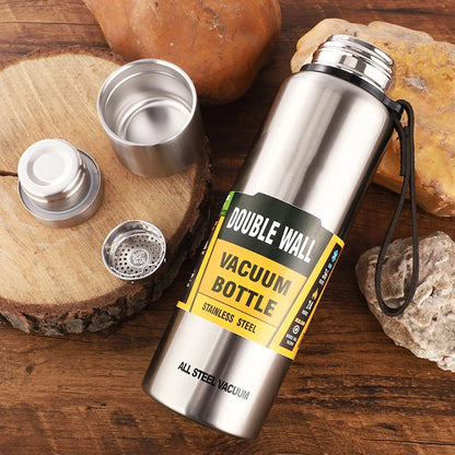 Garrafa Térmica DEOUNY de Parede Dupla com Alça // Em Aço Inoxidável // Com Isolamento a Vácuo  // Disponível em tamanhos grandes: 0,5L / 0,75L / 1L / 1,5L