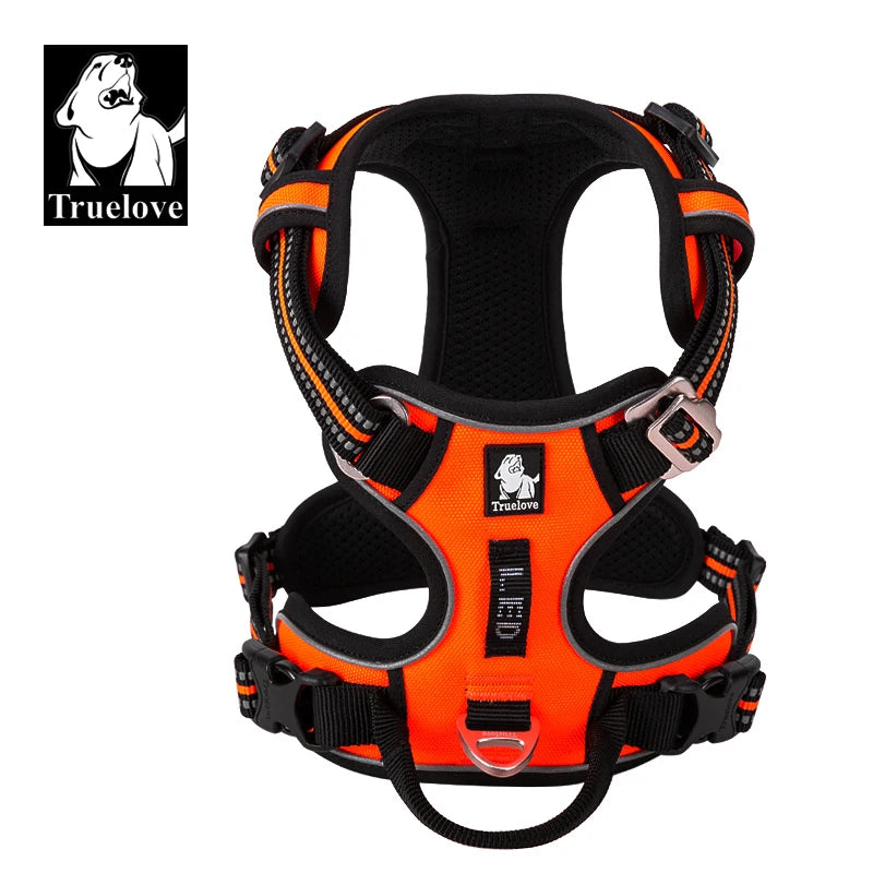 Truelove Pet Nylon Refletivo para Cães // Sem Puxão // Ajustável Médio/Grande // Colete de Segurança p/ Cães Travessos com Guia p/ Caminhada e Corrida