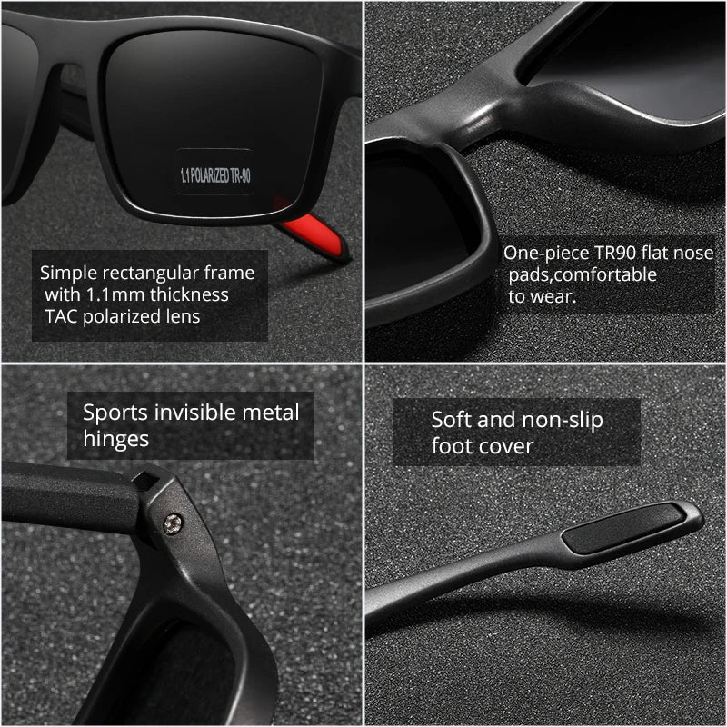 Óculos de Sol Retangulares Ultraleves KDEAM TR90 // Masculinos c/ Lentes Polarizadas TAC de 1,1 mm de Espessura // Ideais para Dirigir e Esportes Femininos // Categoria 3