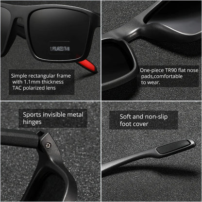 Óculos de Sol Retangulares Ultraleves KDEAM TR90 // Masculinos c/ Lentes Polarizadas TAC de 1,1 mm de Espessura // Ideais para Dirigir e Esportes Femininos // Categoria 3
