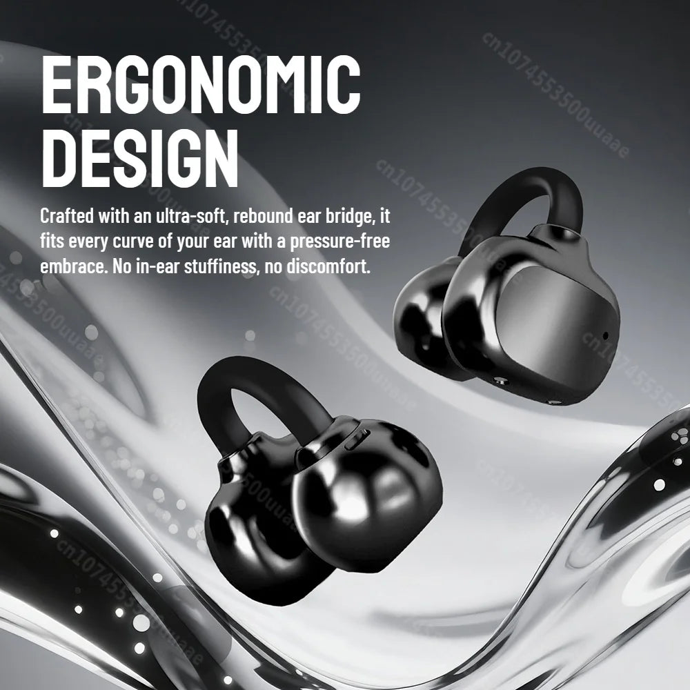Fones de Ouvido Zombiescat B15 OWS c/ Clipe de Orelha // Som Estéreo Imersivo de 360° // Bluetooth 5.4, à Prova d'Água IPX4 // Para Esportes // TWS, s/ Fio.