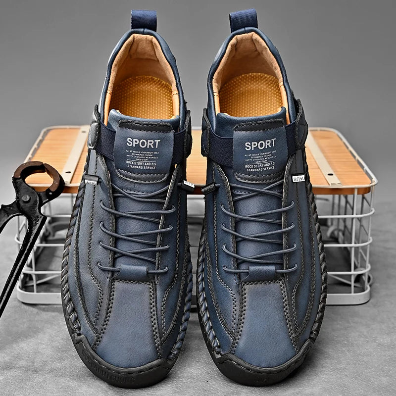 Sapato Masculino Casual de Couro Feito à Mão // Estilo Slip-On/Mocassim // Respirável, Confortável e Estiloso // Tamanhos Grandes