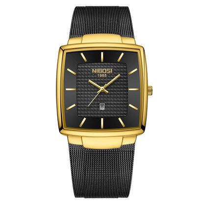 Relógios NIBOSI da Moda p/ Homens // Pulseira de Aço Inoxidável // Relógio Esportivo de Quartzo // Data Ultra Automática // Relógio Casual à Prova d'Água // Relógio Masculino