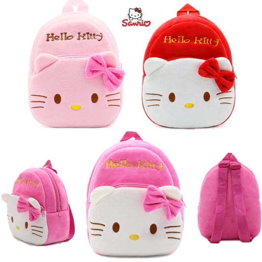 Mochila Sanrio Hello Kitty Anime Mochila de Pelúcia Desenho Animado Mochila Escolar de Jardim de Infância Kawaii Bolsa de Ombro Cosplay Presentes Surpresa