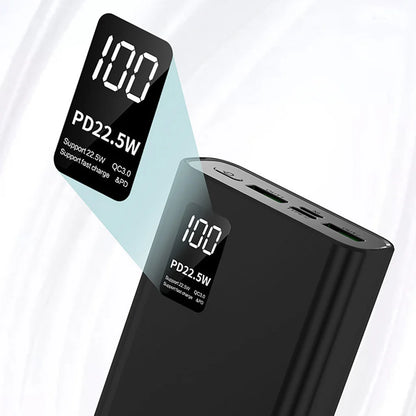 Power Bank 20000mAh Portátil com Tela LCD // Carregamento Rápido e 2 Saídas USB p/ Celular, Tablet e Viagem